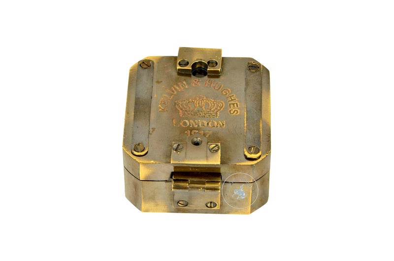Aasiya Nautical Kelvin & Hughes Natural Sine Brass Pocket Compass â€“ Vintage Mining Compass & Outdoor Navigation Tool - Image 1